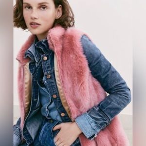 NWT *J. CREW* Faux Fur Vest … *GUAVA PINK* … Size: M